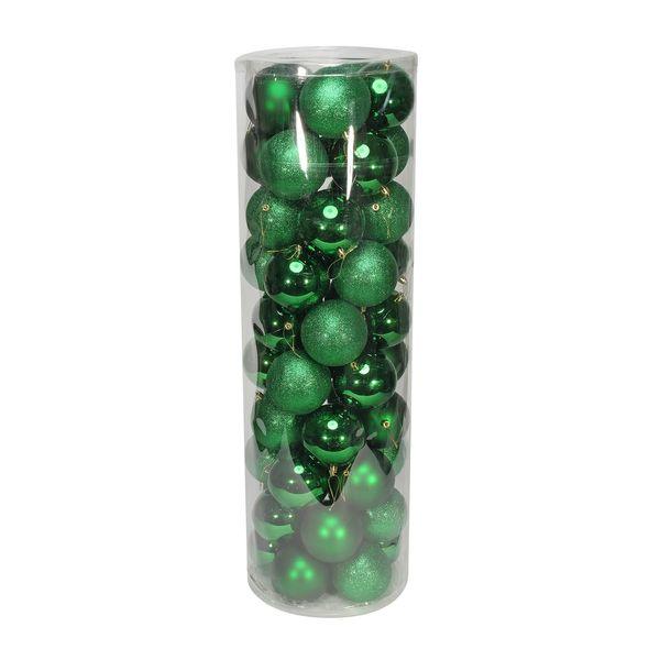 50 Holiday Green Baubles in Matt  Shiny & Glitter Finish (10cm) - Lost Land Interiors