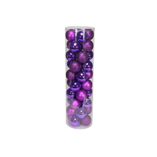 40 Purple Baubles in Matt  Shiny & Glitter Finish (8cm) - Lost Land Interiors