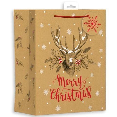 Large Kraft Reindeer Christmas Gift Bag - Lost Land Interiors