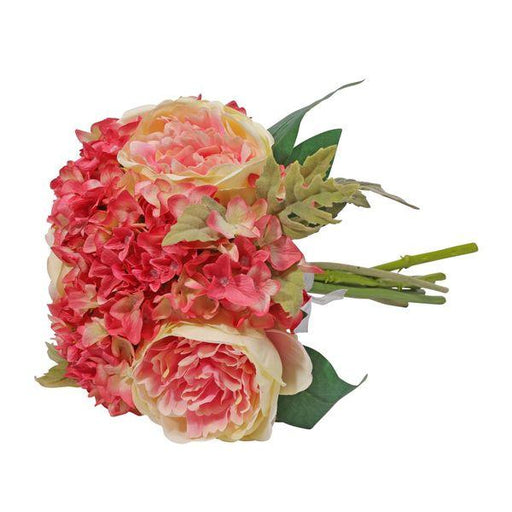Aquitaine Peony Bouquet Cream and Pink 34cm Artificial Peonies Silk Flowers - Lost Land Interiors
