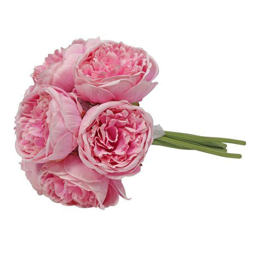 Aquitaine Peony Bunch Pink 34cm (7 flowers) Artificial Peonies Silk Flowers - Lost Land Interiors