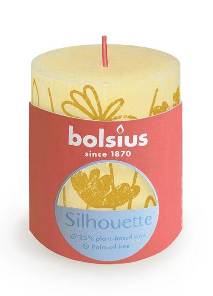 Butter Yellow Bolsius Rustic Silhouette Pillar Candle  (80 x 68mm) - Lost Land Interiors
