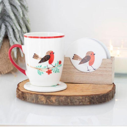 Winter Robin Mug and Coaster Set - Lost Land Interiors