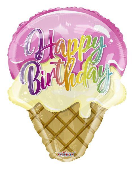Happy Birthday Ice Cream Cone Balloon 18 Inch - Lost Land Interiors