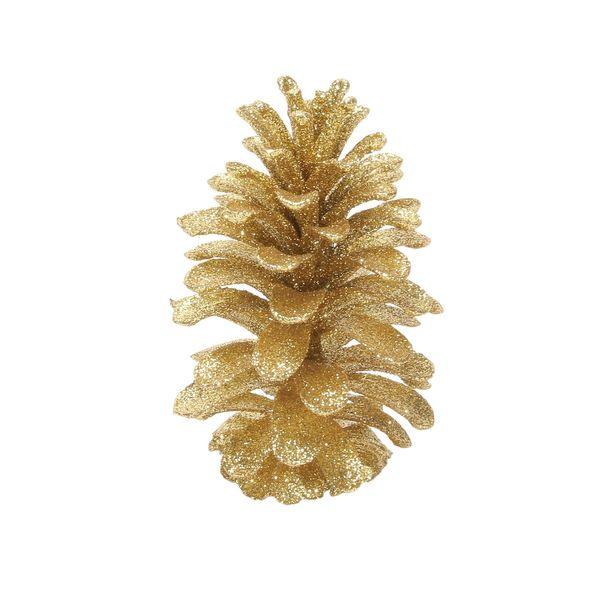 Gold Glitter Pine Cone Hanging Decoration (H12cm) - Lost Land Interiors