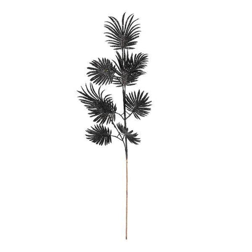 Black Glitter Feather Leaf Stem (H75cm) - Lost Land Interiors