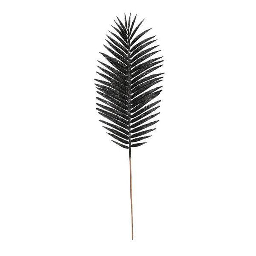 Black Glitter Palm Leaf (H70cm) Artificial Leaf Spray Picks - Lost Land Interiors