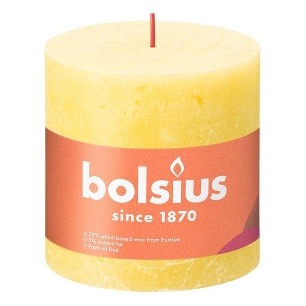 Sunny Yellow Bolsius Rustic Shine Pillar Candle (100 x 100mm) - Lost Land Interiors