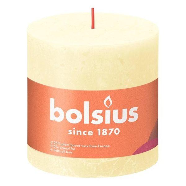 Butter Yellow Bolsius Rustic Shine Pillar Candle (100 x 100mm) - Lost Land Interiors