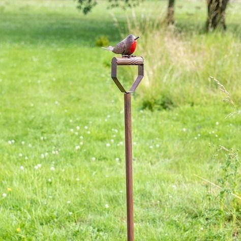 Decorative Garden Robin On Fork  Metal Bird - Lost Land Interiors