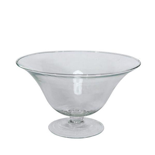 Hot-Cut Glass Pedestal Fruit Bowl (15cm x 27cm) Glass Bowl Vase - Lost Land Interiors