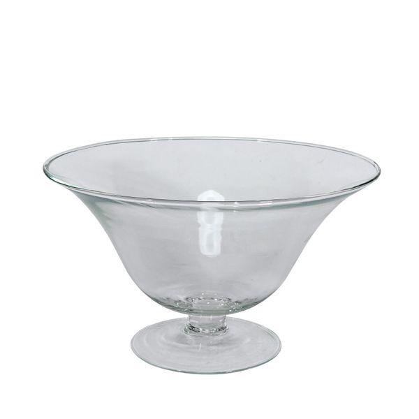 Hot-Cut Glass Pedestal Fruit Bowl (15cm x 27cm) Glass Bowl Vase - Lost Land Interiors