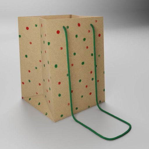 10 x Kraft W/Green & Red Dots Hand Tie Bag (19x25cm) - Lost Land Interiors