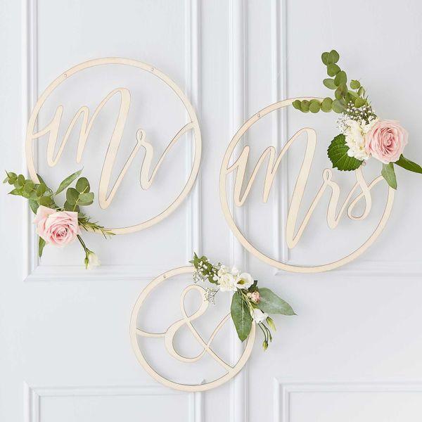 Mr and Mrs Wooden Hoops Decoration - Lost Land Interiors