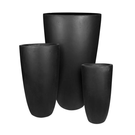 Set of 3 black Hortus vases Outdoor Planters - Lost Land Interiors