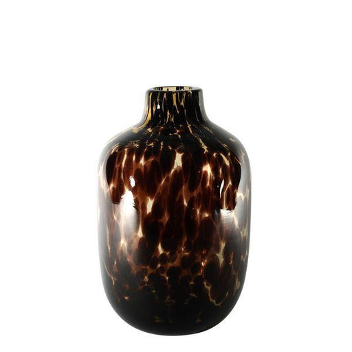 Arabella Mottled Brown Necked Vase (H25.5x17cm) - Lost Land Interiors