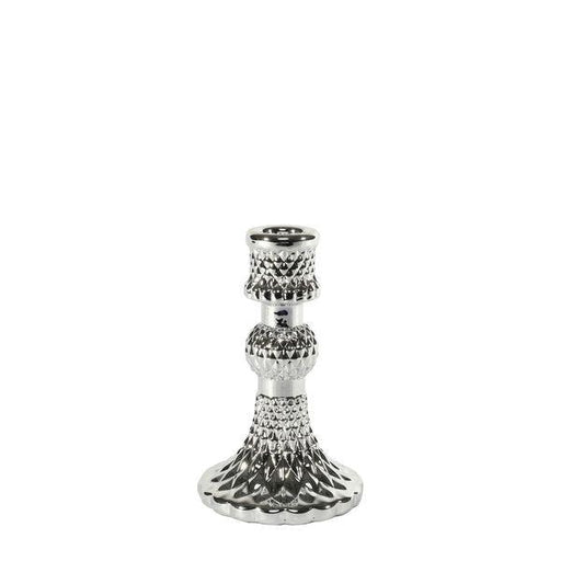 Juliet Candlestick- Electroplate Silver Glass (13cm) - Lost Land Interiors
