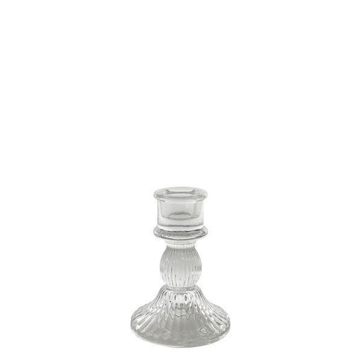 Paloma Candlestick -Clear Glass (10.5cm) - Lost Land Interiors