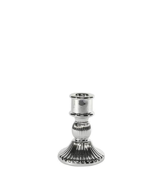Paloma Candlestick -Electroplate Silver Glass (10.5cm) - Lost Land Interiors