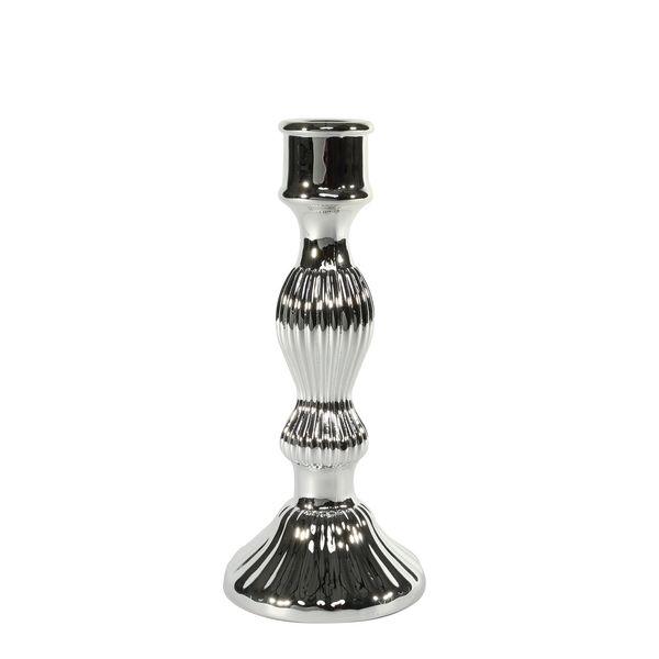 Amaya Candlestick- Electroplate Silver Glass (20cm) - Lost Land Interiors