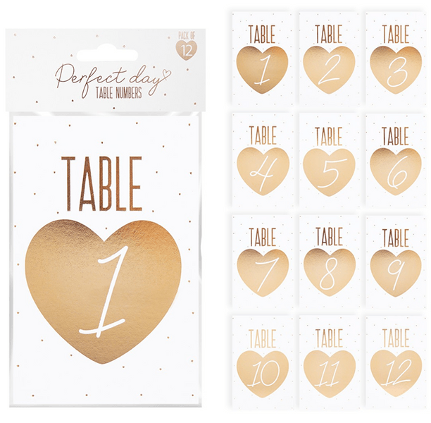 Gold Table Number Cards (12 Pack) - Lost Land Interiors