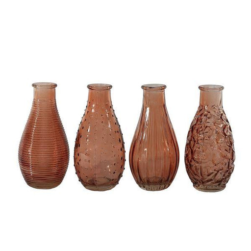 Dusky Pink Vintage Bud Vase (Assorted) -14cm x 7cm. Glass Vintage Style Bottle Vase - Lost Land Interiors