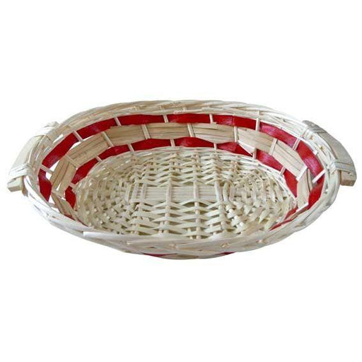 Oval White Double Stripe Tray - Lost Land Interiors