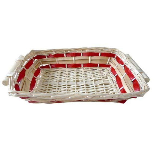Rectangle White Double Stripe Tray - Lost Land Interiors