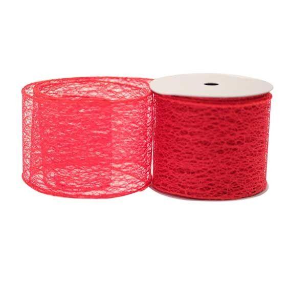 Red Web Luxury Ribbon (63mm) - Lost Land Interiors