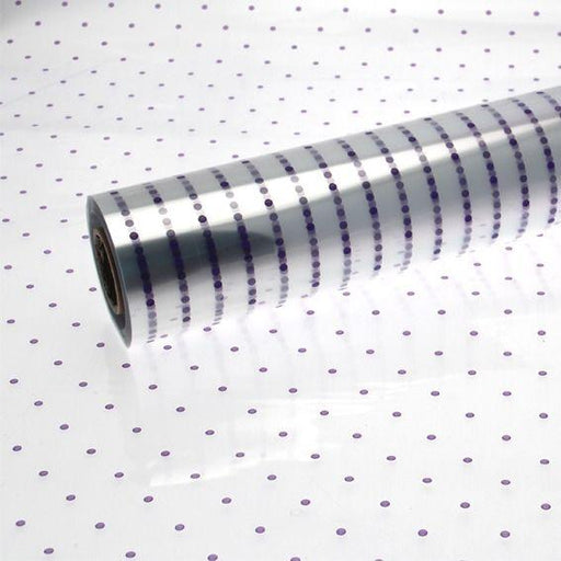 80cm Purple Dot Film Cellophane Wrap 100m Roll - Lost Land Interiors