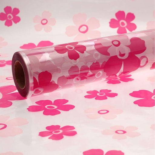 Baby Pink and Hot Pink Fleur Cellophane Film Wrap 80cm x 100m - Lost Land Interiors