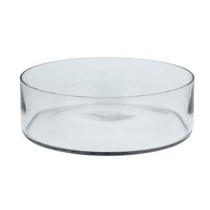 Cylinder Dish (10 x 17) Glass Round Dish - Floating Candles Shallow Vase - Lost Land Interiors