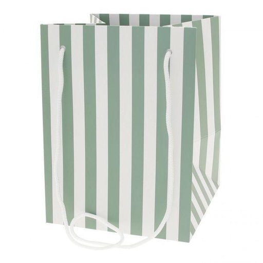 10 x Sage Candy Stripe Hand Tied Bag with String Gift Bags - Lost Land Interiors