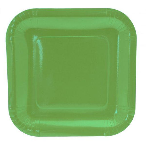 9 Inch Lime Green Square Paper Plates (8pk) - Lost Land Interiors