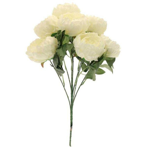 Seven King Peony Bunch Cream Artificial Flowers - Lost Land Interiors