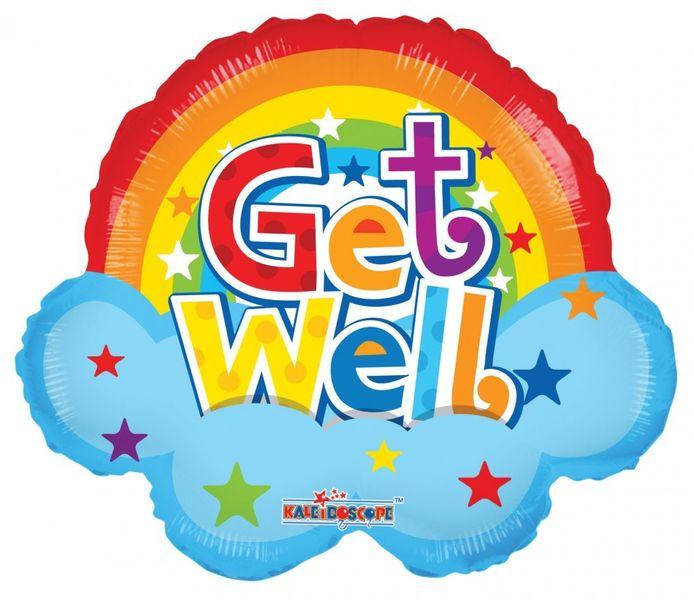 18" Get Well Rainbow Get Well Shape Air Filled Balloons - Lost Land Interiors
