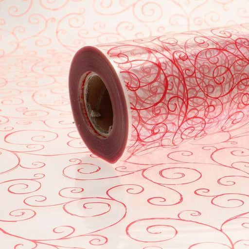 Red Scroll Film Cellophane Florist Wrap Plastic Film - Lost Land Interiors