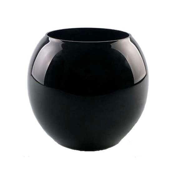 Black Glass Bubble Ball (18 x 16cm) Black Vase Fishbowl - Lost Land Interiors