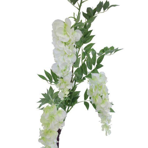 Artificial White Wisteria Branch Silk Flowers - Lost Land Interiors
