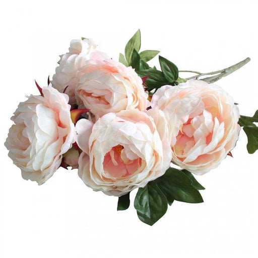 Pink and Cream Peony Bunch Artificial Peonies Silk Flowers - Lost Land Interiors