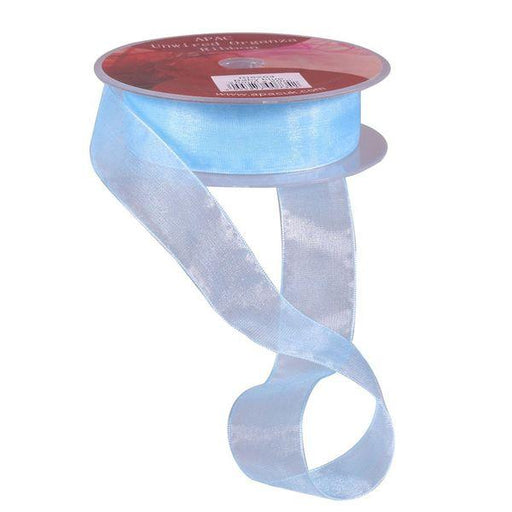 Baby Blue Woven Edge Organza 25mm - Lost Land Interiors