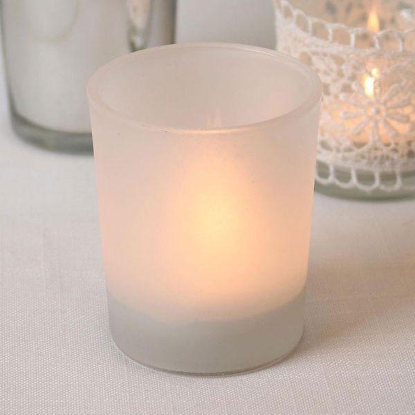 Set Of 4 White Frosted Cylinder Votive - Lost Land Interiors