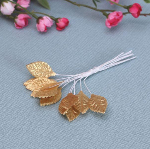 12 x Small Gold Leaf - Floral Decoration Stems - Lost Land Interiors