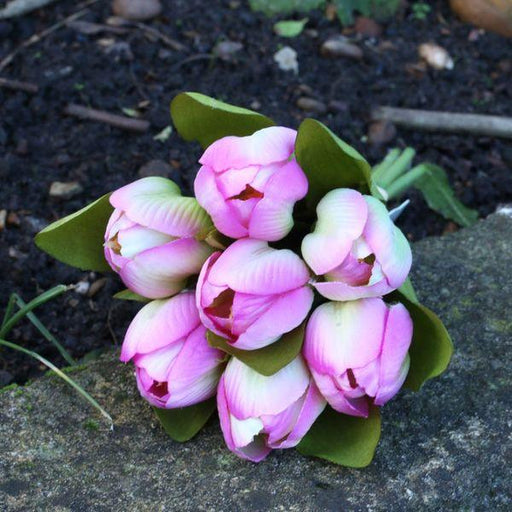 Artificial Tulip Bunch Fuschia Silk Flowers - Lost Land Interiors