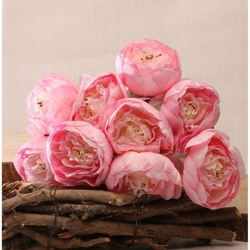 Peony Bunch Light Pink 40cm Artificial Silk Flowers Peonies - Lost Land Interiors