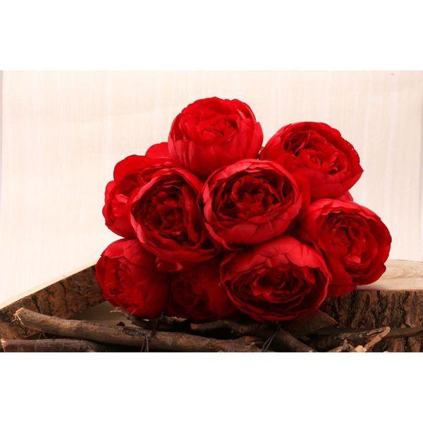 Peony Bunch Red 40cm Artificial Flower Bunch - Lost Land Interiors