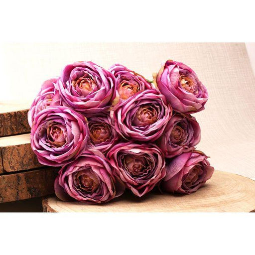 Artificial Tea Rose Bunch Lavender 40cm Silk Flowers - Lost Land Interiors