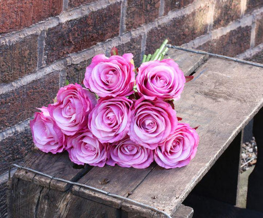 Rose Bundle Pink Tones Artificial Silk Roses Flowers - Lost Land Interiors