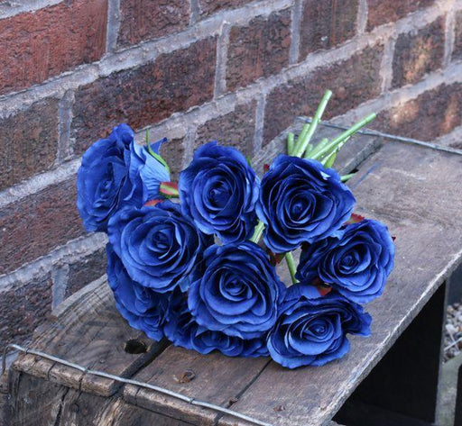 Artificial Rose Bundle Blue Flower Bouquet - Lost Land Interiors