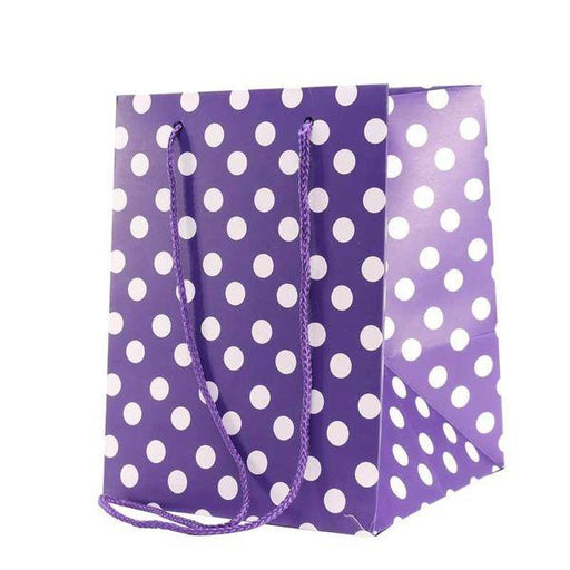 Purple Polka Dot Hand Tie Bag Paper Party Git Bags with String - Lost Land Interiors